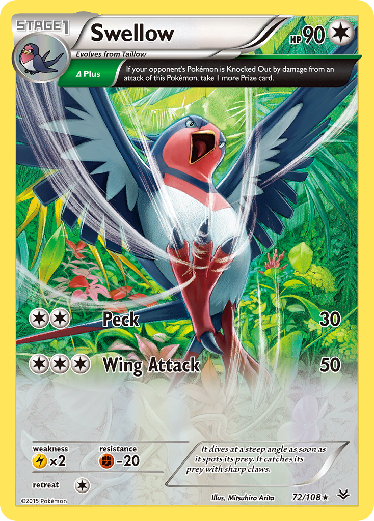 Swellow (72/108) [XY: Roaring Skies] | Card Merchant Takapuna