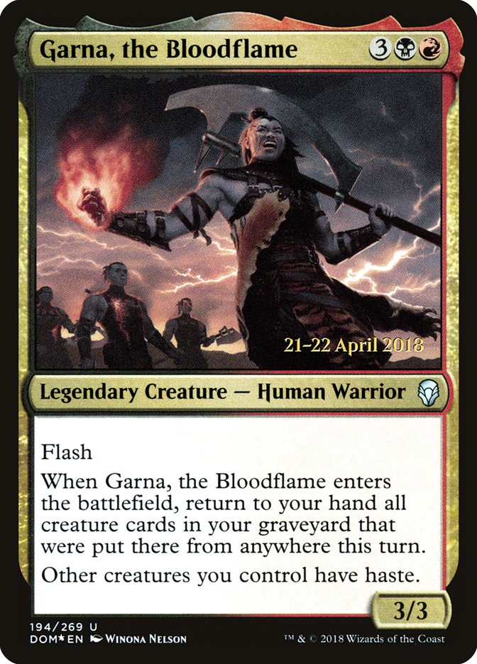 Garna, the Bloodflame [Dominaria Prerelease Promos] | Card Merchant Takapuna