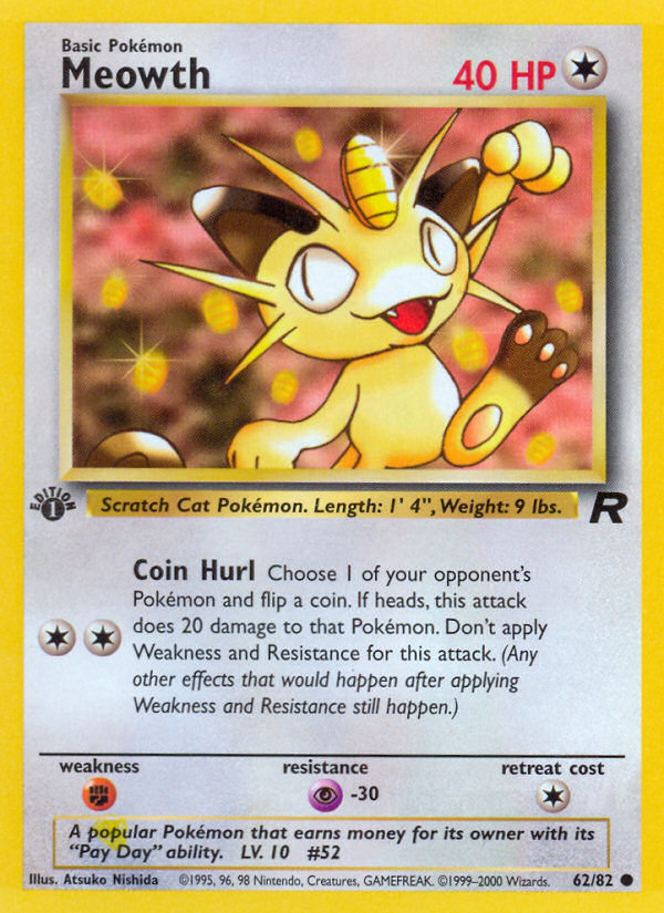 Meowth (62/82) [Team Rocket 1st Edition] | Card Merchant Takapuna