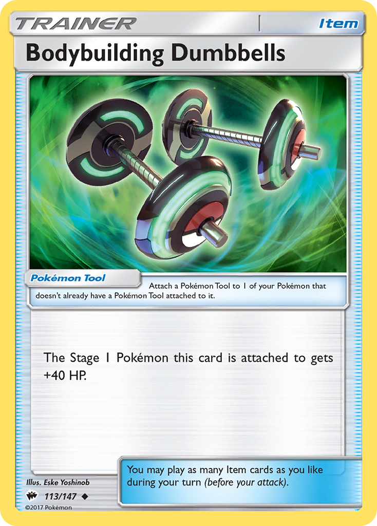 Bodybuilding Dumbbells (113/147) [Sun & Moon: Burning Shadows] | Card Merchant Takapuna