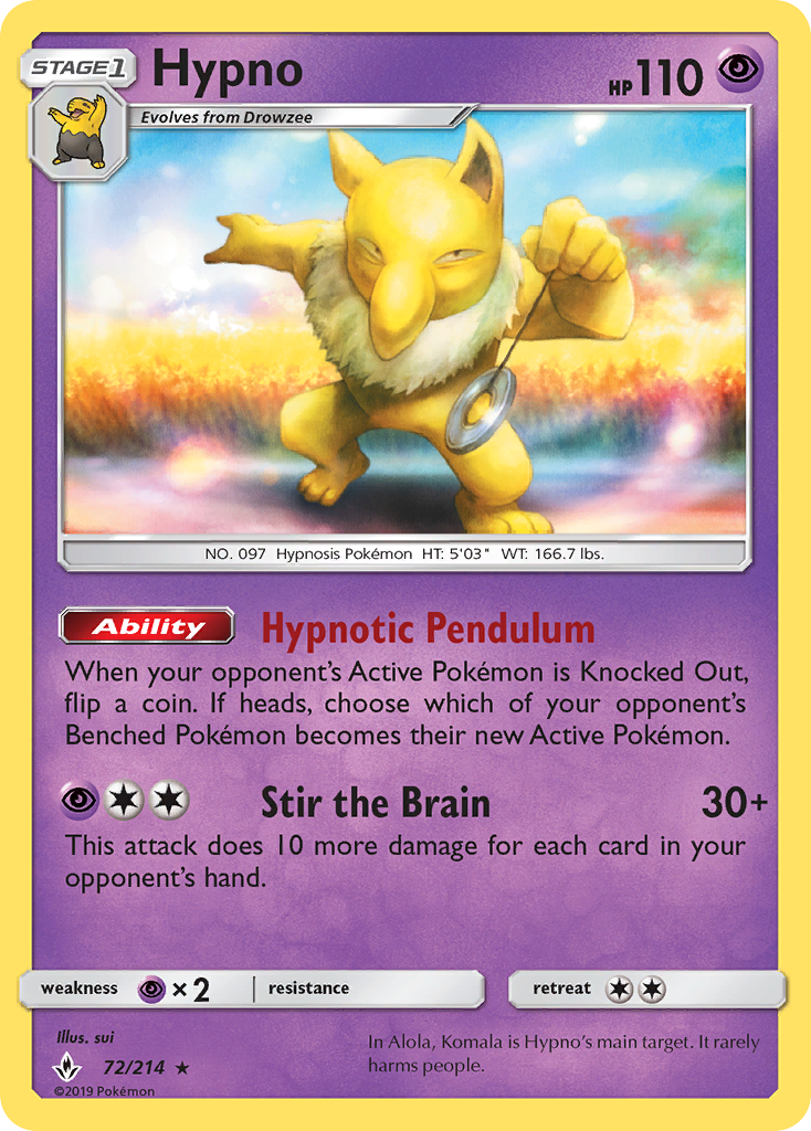 Hypno (72/214) [Sun & Moon: Unbroken Bonds] | Card Merchant Takapuna