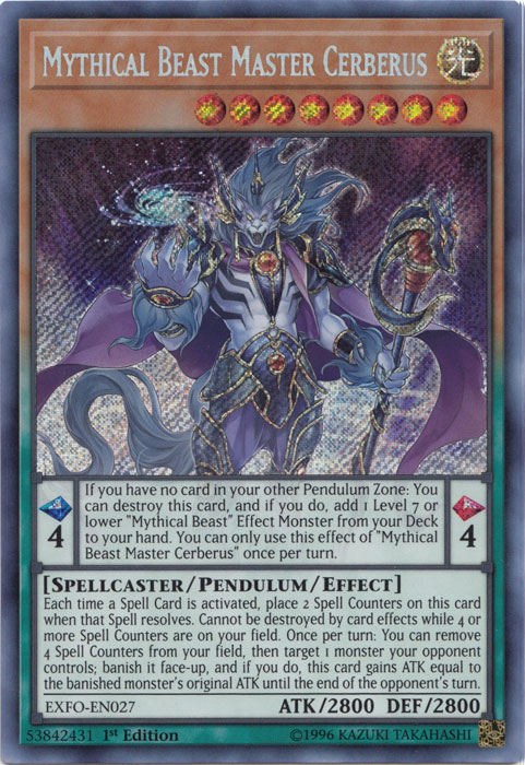 Mythical Beast Master Cerberus [EXFO-EN027] Secret Rare | Card Merchant Takapuna