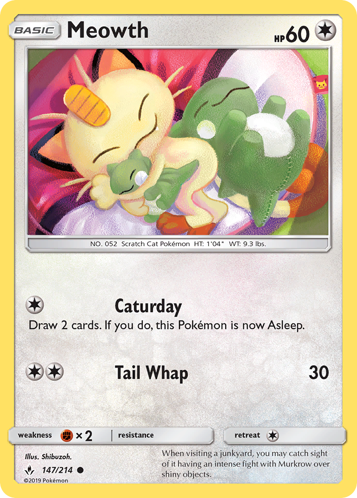 Meowth (147/214) [Sun & Moon: Unbroken Bonds] | Card Merchant Takapuna