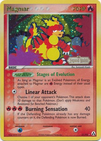 Magmar (21/92) (Stamped) [EX: Legend Maker] | Card Merchant Takapuna