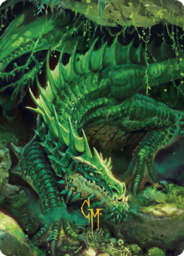 Lurking Green Dragon Art Card (Gold-Stamped Signature) [Commander Legends: Battle for Baldur's Gate Art Series] | Card Merchant Takapuna