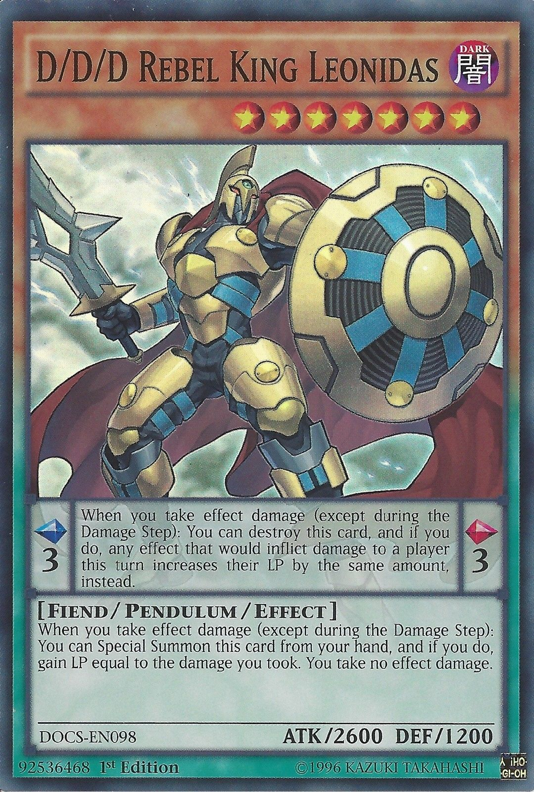 D/D/D Rebel King Leonidas [DOCS-EN098] Super Rare | Card Merchant Takapuna