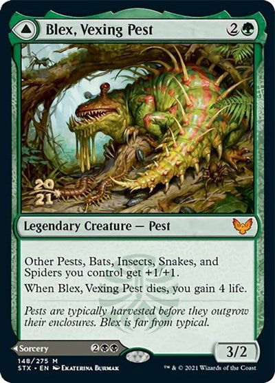 Blex, Vexing Pest // Search for Blex [Strixhaven: School of Mages Prerelease Promos] | Card Merchant Takapuna