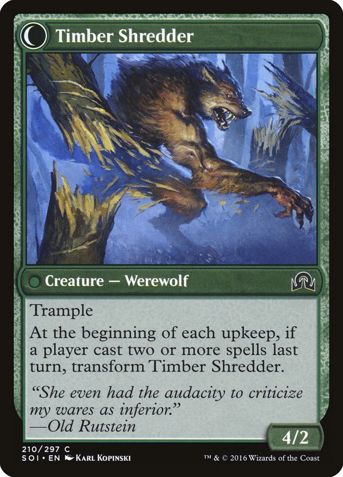 Hinterland Logger // Timber Shredder [Shadows over Innistrad] | Card Merchant Takapuna