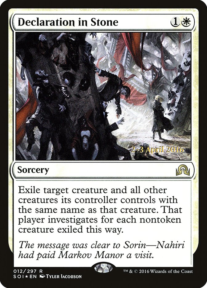 Declaration in Stone [Shadows over Innistrad Prerelease Promos] | Card Merchant Takapuna