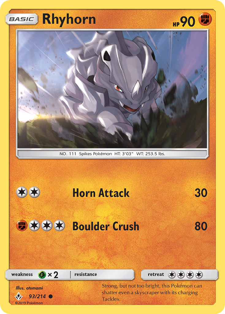 Rhyhorn (93/214) [Sun & Moon: Unbroken Bonds] | Card Merchant Takapuna