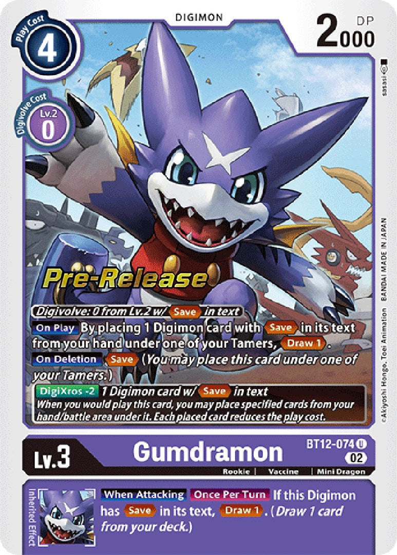 Gumdramon [BT12-074] [Across Time Pre-Release Cards] | Card Merchant Takapuna