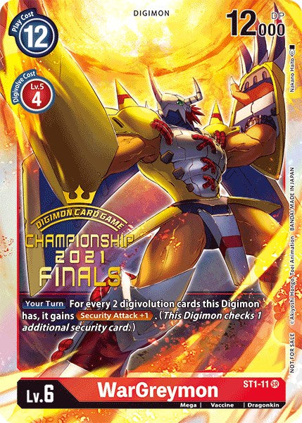 WarGreymon [ST1-11] (2021 Championship Finals Event Pack Alt-Art Gold Stamp Set) [Starter Deck: Gaia Red Promos] | Card Merchant Takapuna