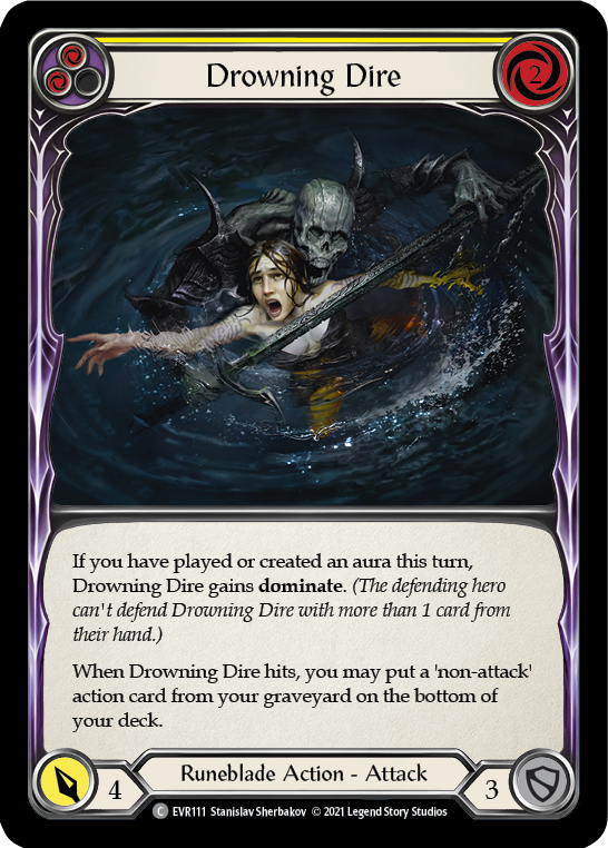 Drowning Dire (Yellow) [EVR111] (Everfest)  1st Edition Rainbow Foil | Card Merchant Takapuna