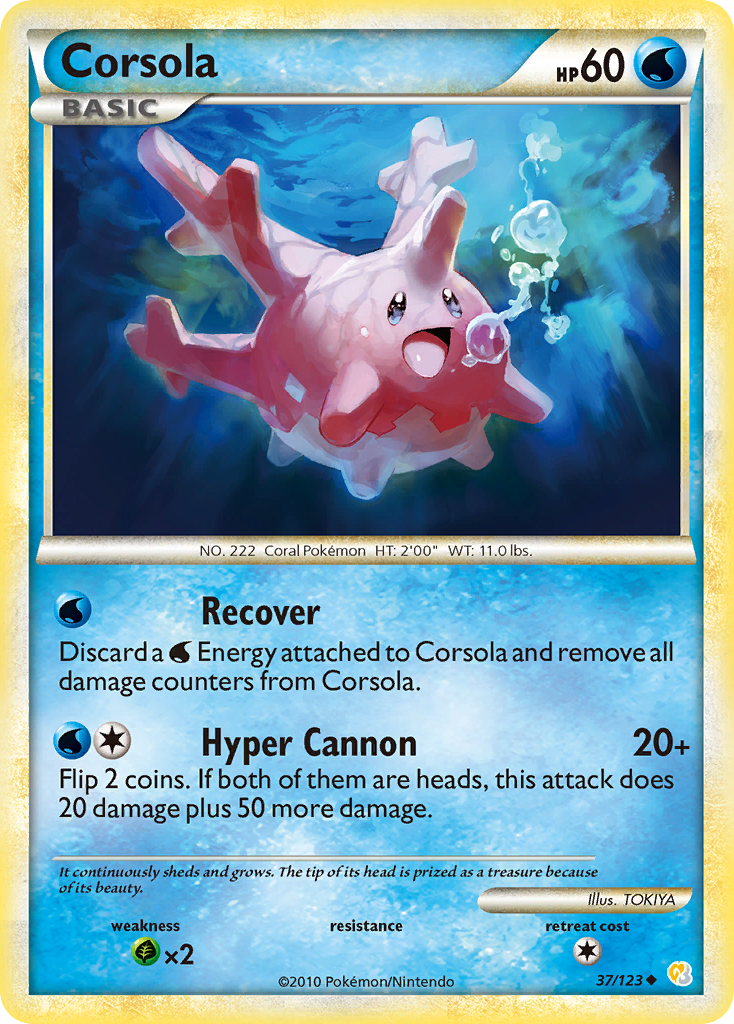 Corsola (37/123) [HeartGold & SoulSilver: Base Set] | Card Merchant Takapuna