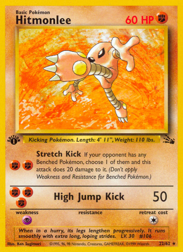 Hitmonlee (22/62) [Fossil 1st Edition] | Card Merchant Takapuna