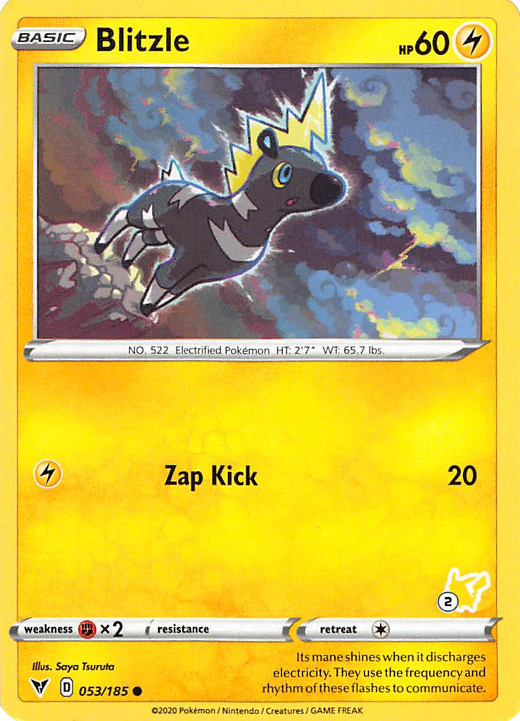 Blitzle (053/185) (Pikachu Stamp #2) [Battle Academy 2022] | Card Merchant Takapuna