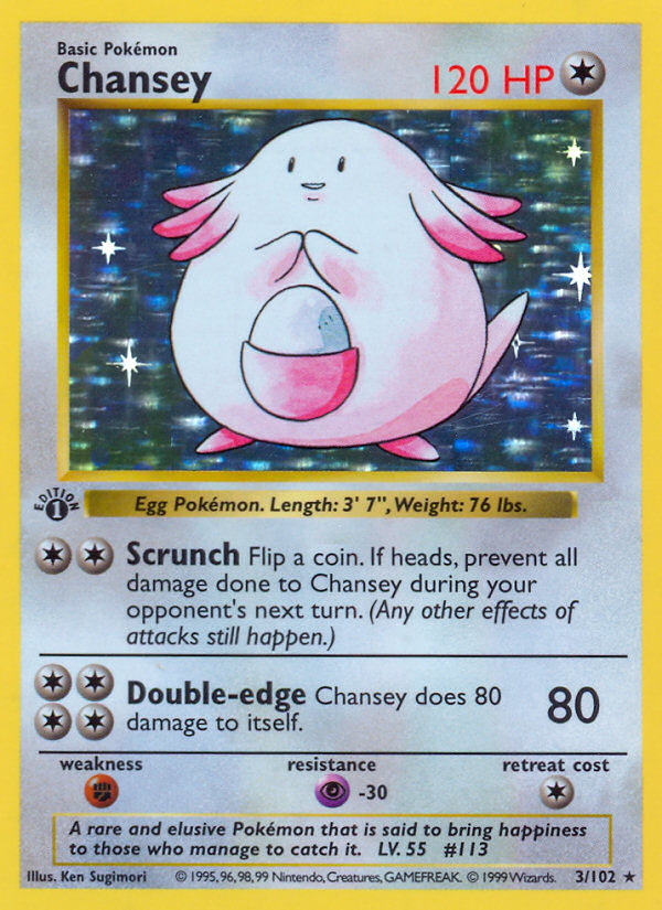 Chansey (3/102) (Shadowless) [Base Set 1st Edition] | Card Merchant Takapuna