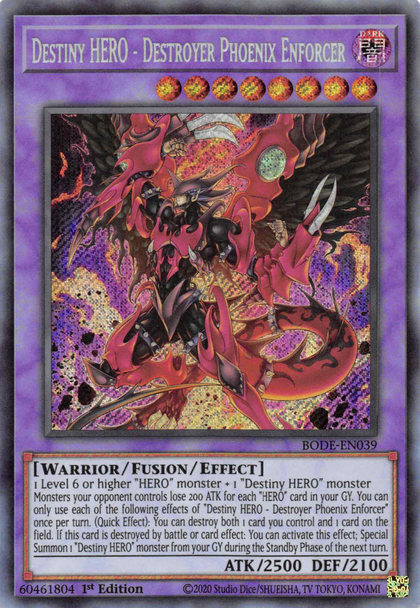 Destiny HERO - Destroyer Phoenix Enforcer [BODE-EN039] Secret Rare | Card Merchant Takapuna