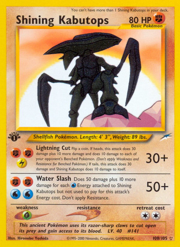 Shining Kabutops (108/105) [Neo Destiny 1st Edition] | Card Merchant Takapuna