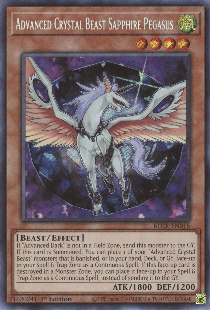 Advanced Crystal Beast Sapphire Pegasus [BLCR-EN016] Secret Rare | Card Merchant Takapuna