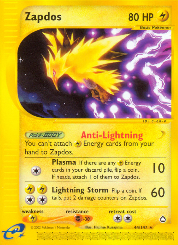 Zapdos (44/147) [Aquapolis] | Card Merchant Takapuna