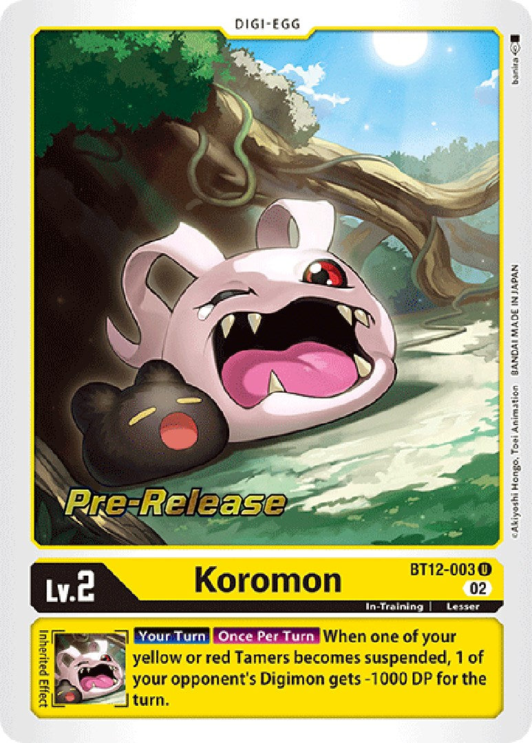 Koromon [BT12-003] [Across Time Pre-Release Cards] | Card Merchant Takapuna