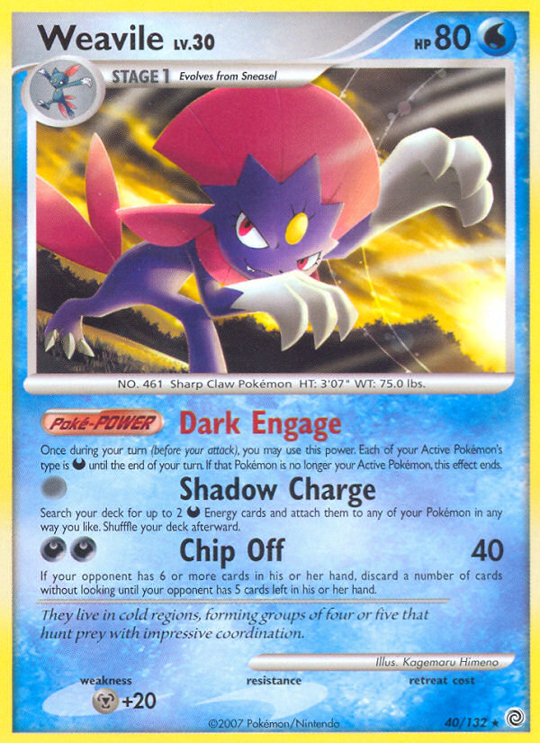 Weavile (40/132) [Diamond & Pearl: Secret Wonders] | Card Merchant Takapuna