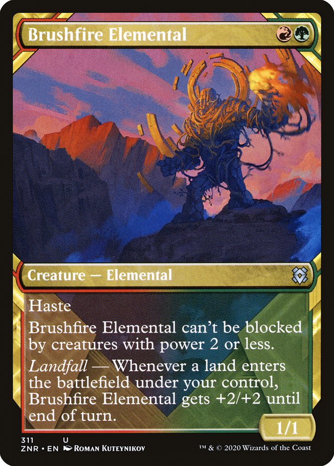 Brushfire Elemental (Showcase) [Zendikar Rising] | Card Merchant Takapuna