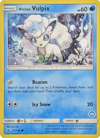 Alolan Vulpix (21/145) (Deck Exclusive #29) [Sun & Moon: Trainer Kit - Alolan Ninetales] | Card Merchant Takapuna