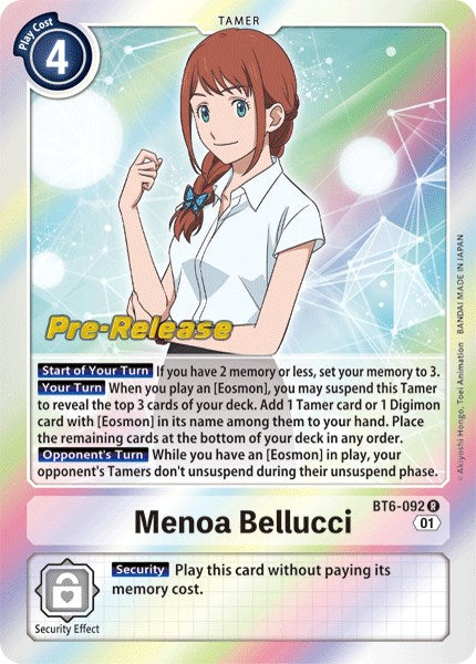 Menoa Bellucci [BT6-092] [Double Diamond Pre-Release Cards] | Card Merchant Takapuna