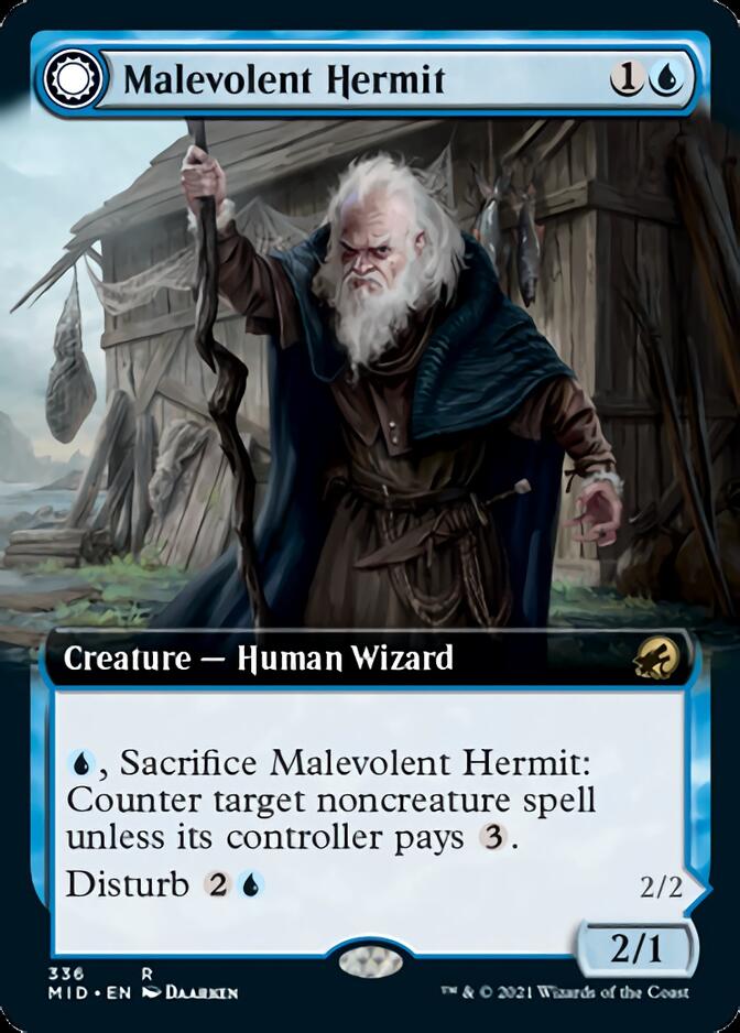 Malevolent Hermit // Benevolent Geist (Extended Art) [Innistrad: Midnight Hunt] | Card Merchant Takapuna