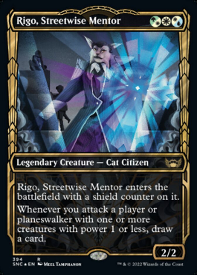 Rigo, Streetwise Mentor (Showcase Golden Age Gilded Foil) [Streets of New Capenna] | Card Merchant Takapuna