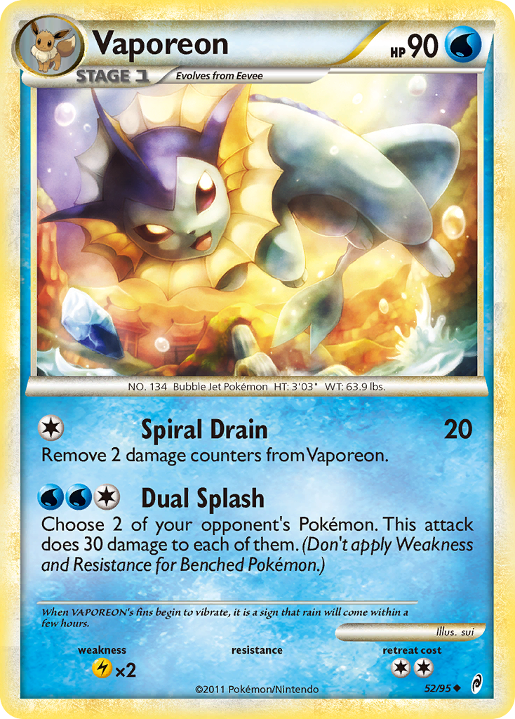 Vaporeon (52/95) [HeartGold & SoulSilver: Call of Legends] | Card Merchant Takapuna