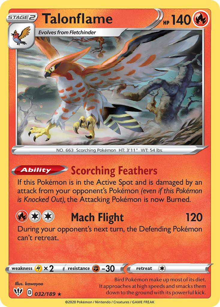 Talonflame (032/189) [Sword & Shield: Darkness Ablaze] | Card Merchant Takapuna