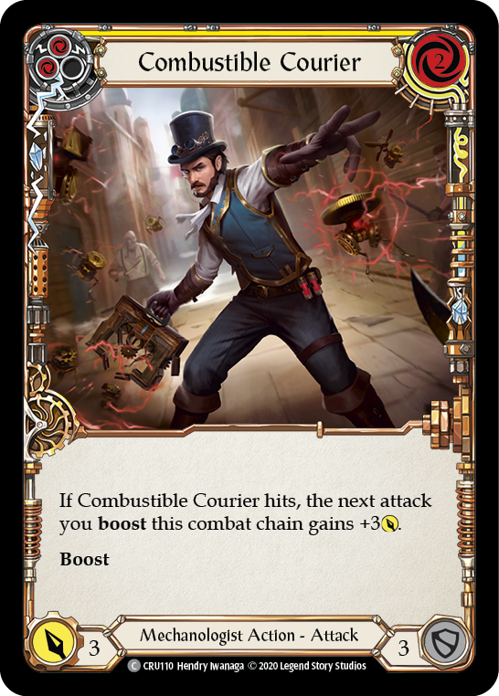 Combustible Courier (Yellow) [CRU110] (Crucible of War)  1st Edition Rainbow Foil | Card Merchant Takapuna