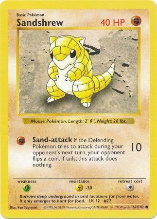 Sandshrew (62/102) [Base Set Shadowless Unlimited] | Card Merchant Takapuna