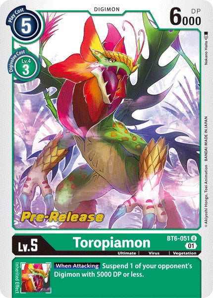 Toropiamon [BT6-051] [Double Diamond Pre-Release Cards] | Card Merchant Takapuna