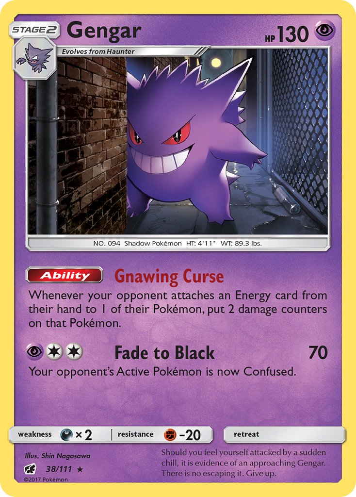 Gengar (38/111) (Prerelease Kit Exclusive) (Theme Deck Exclusive) [Sun & Moon: Crimson Invasion] | Card Merchant Takapuna