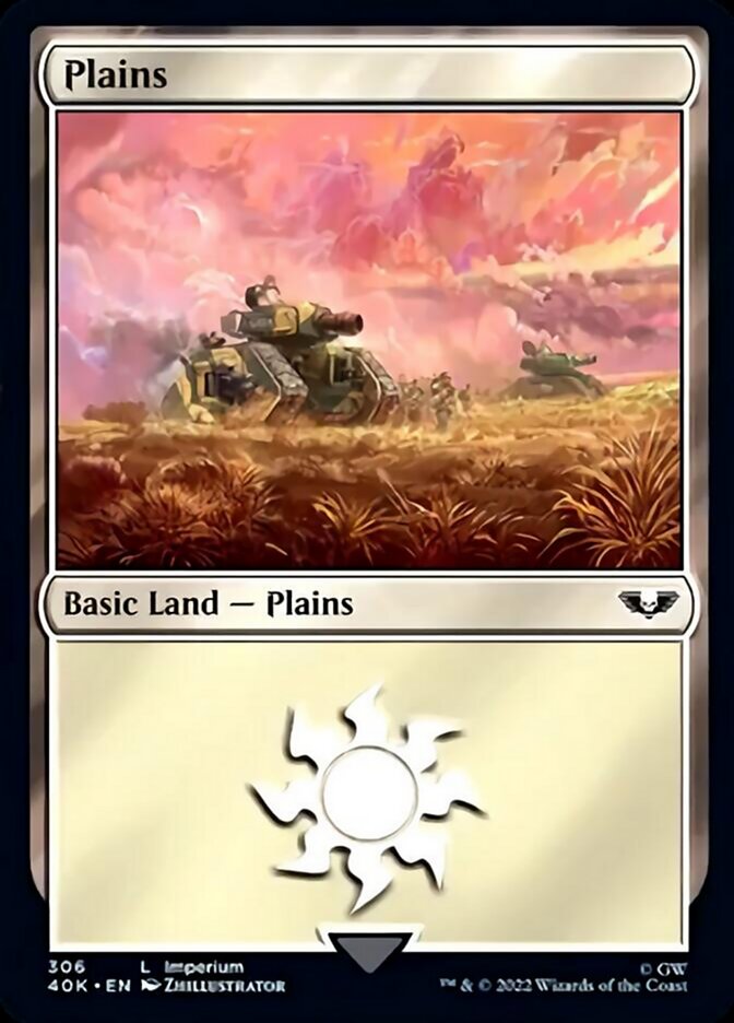 Plains (306) (Surge Foil) [Warhammer 40,000] | Card Merchant Takapuna