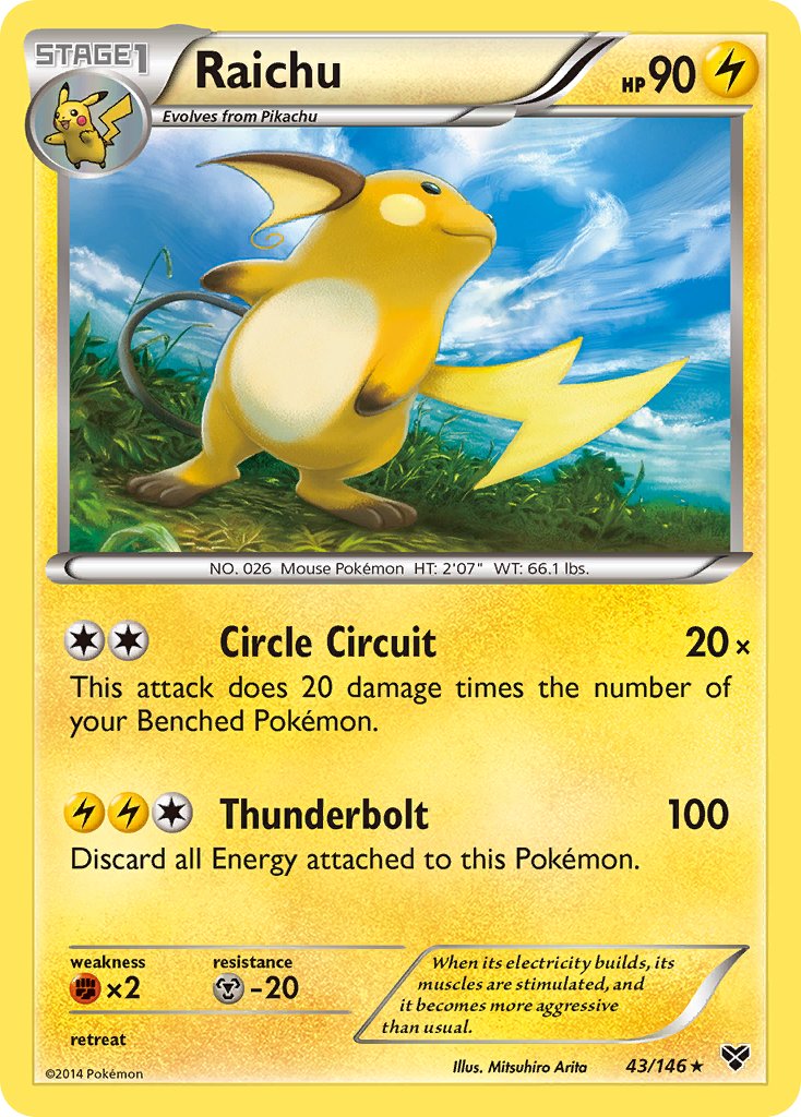 Raichu (43/146) (Battle Arena Deck Exclusive) (Theme Deck Exclusive) [XY: Base Set] | Card Merchant Takapuna