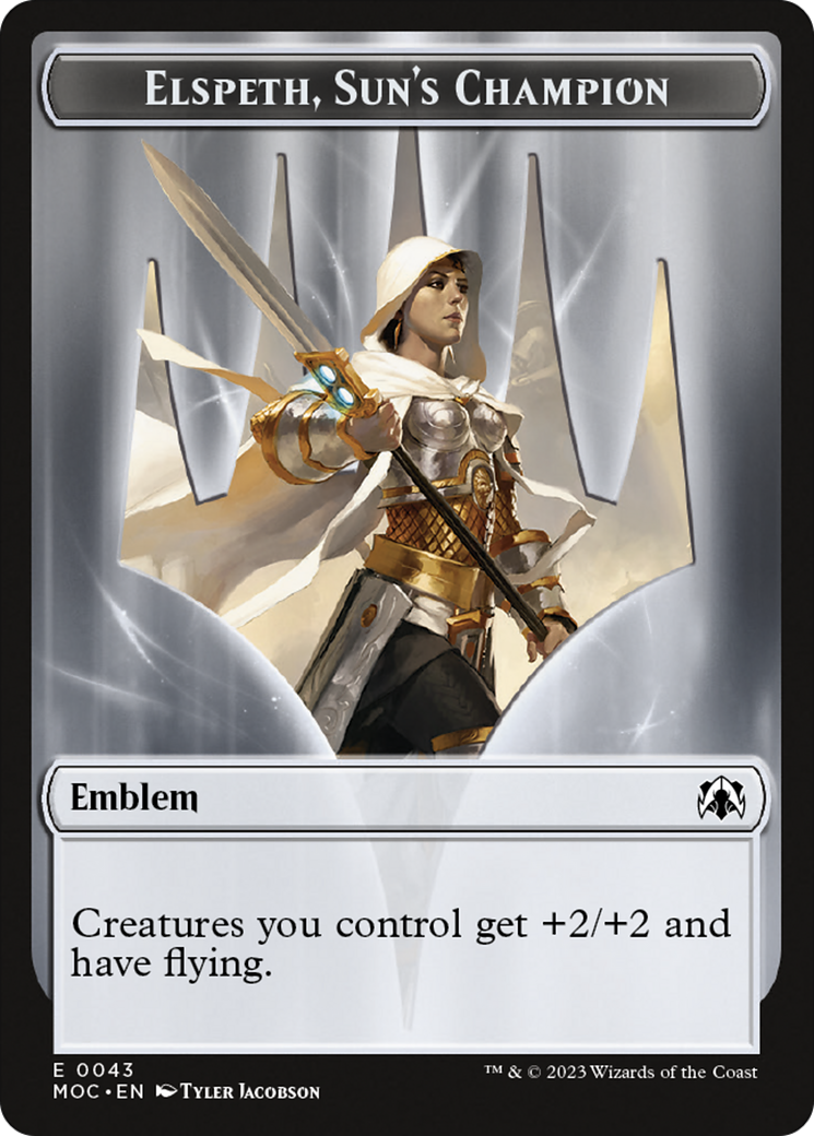 Warrior // Elspeth, Sun's Champion Emblem Double-Sided Token [March of the Machine Commander Tokens] | Card Merchant Takapuna