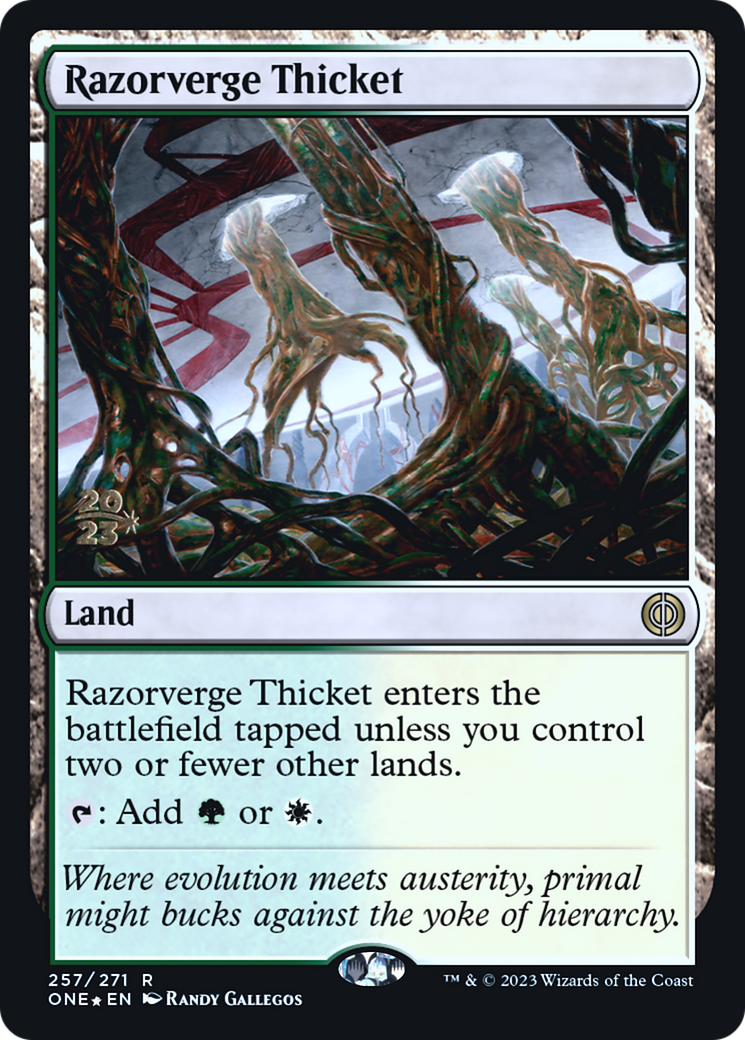 Razorverge Thicket [Phyrexia: All Will Be One Prerelease Promos] | Card Merchant Takapuna