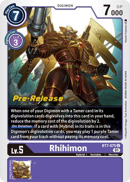 Rhihimon [BT7-075] [Next Adventure Pre-Release Cards] | Card Merchant Takapuna