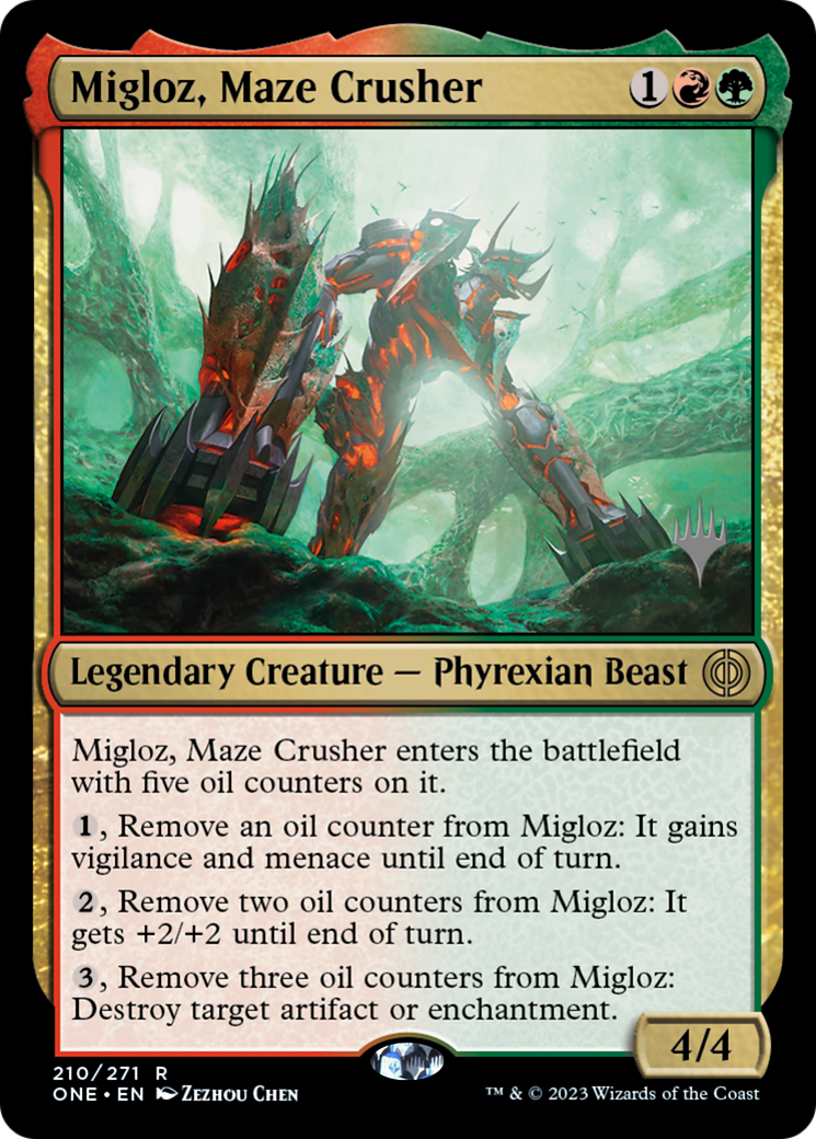 Migloz, Maze Crusher (Promo Pack) [Phyrexia: All Will Be One Promos] | Card Merchant Takapuna