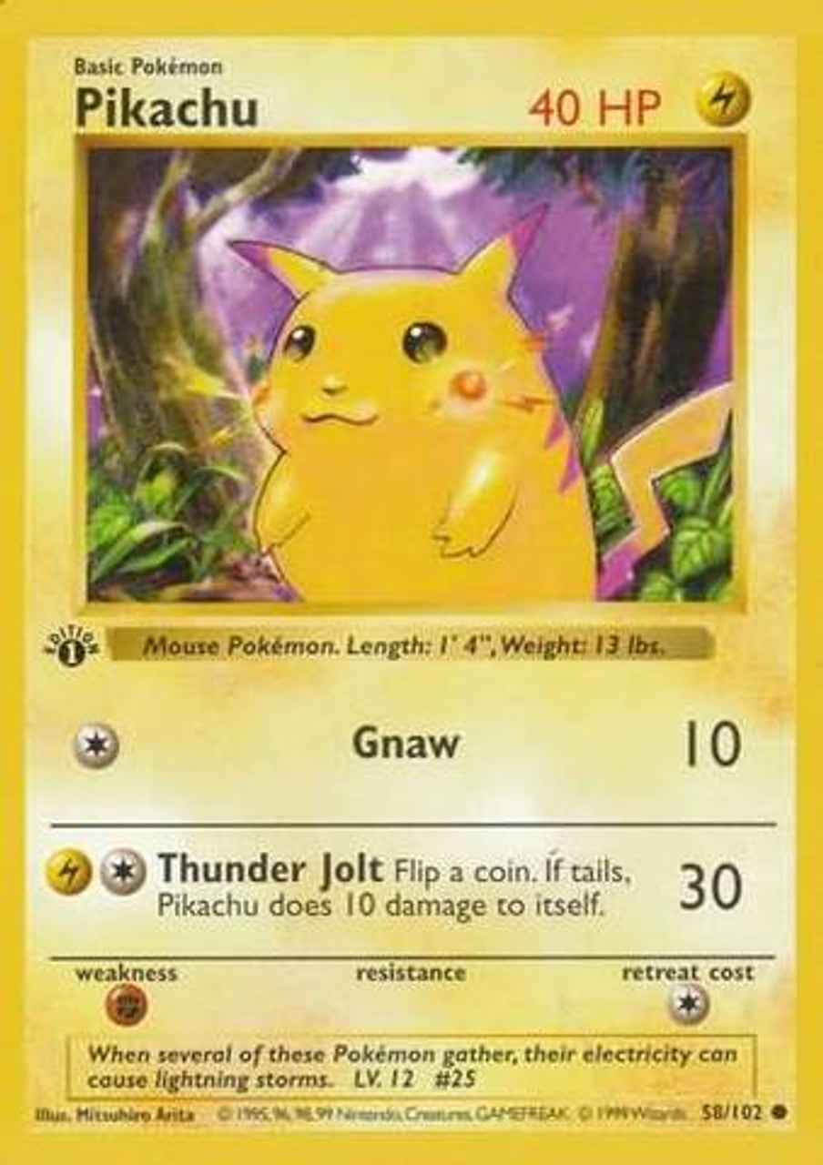 Pikachu (58/102) (Red Cheeks Misprint) [Base Set 1st Edition] | Card Merchant Takapuna