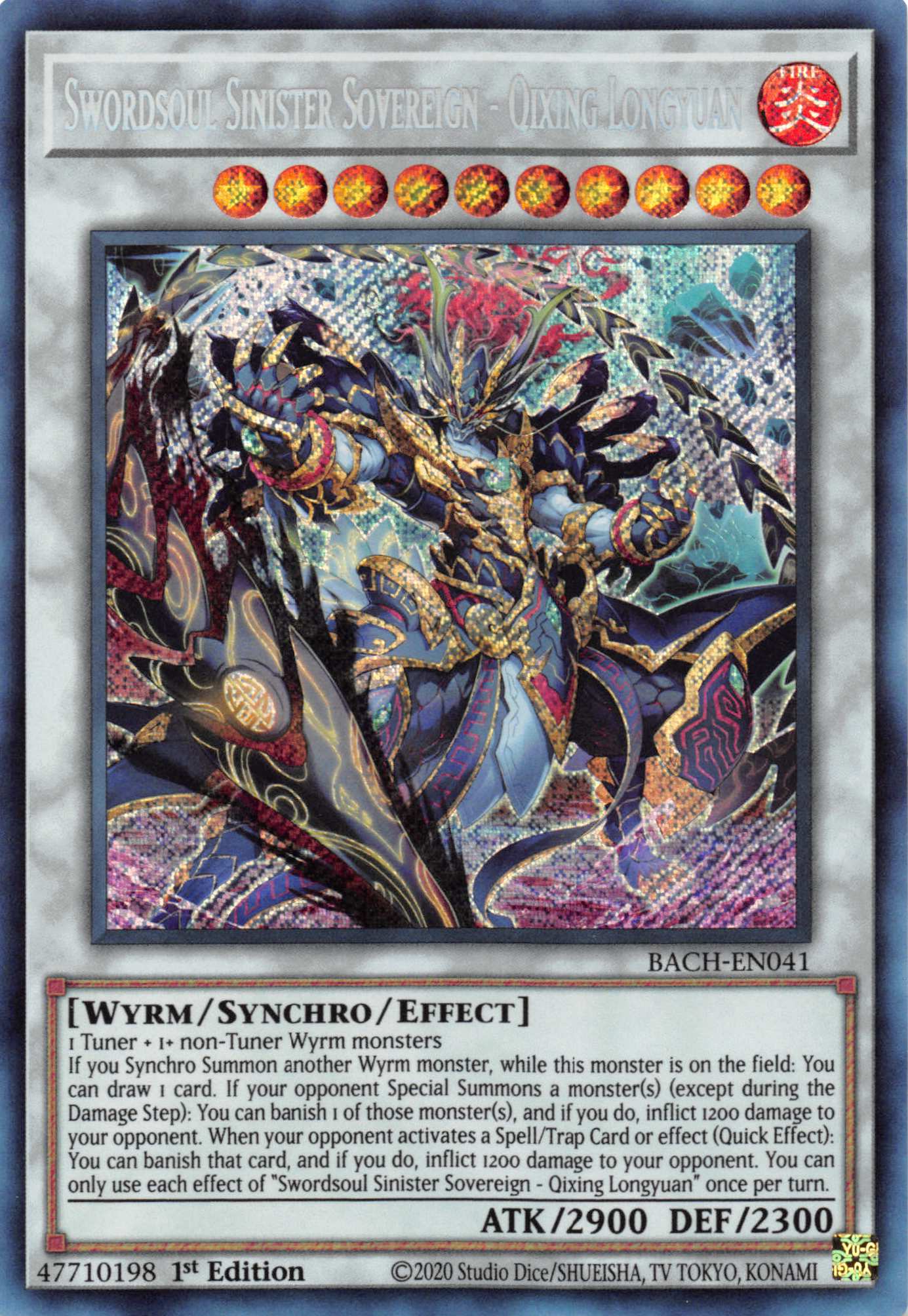 Swordsoul Sinister Sovereign - Qixing Longyuan [BACH-EN041] Secret Rare | Card Merchant Takapuna