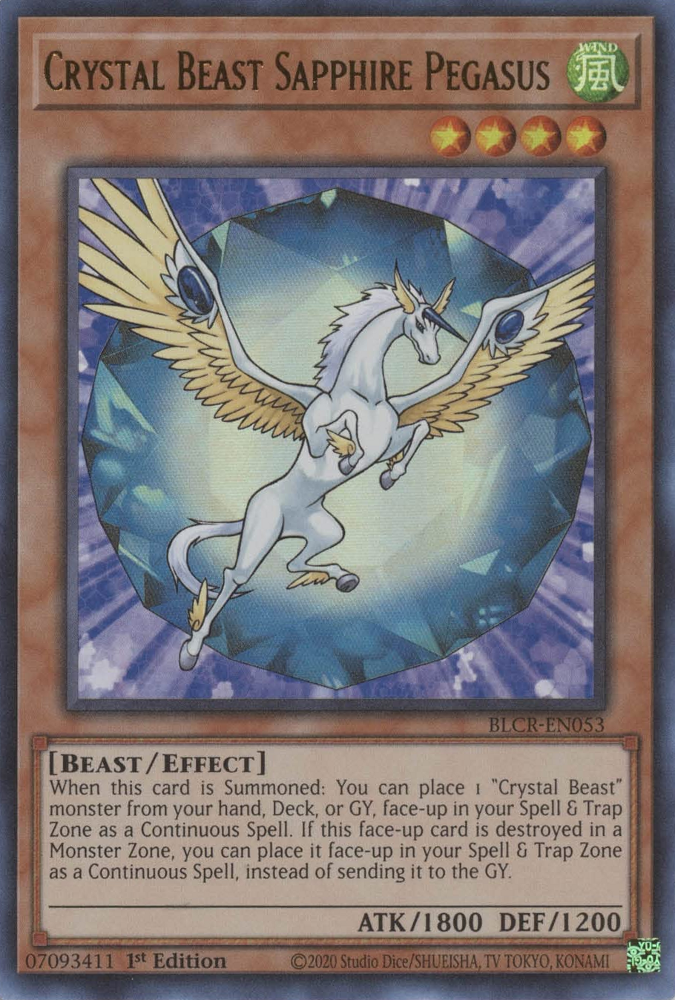 Crystal Beast Sapphire Pegasus [BLCR-EN053] Ultra Rare | Card Merchant Takapuna