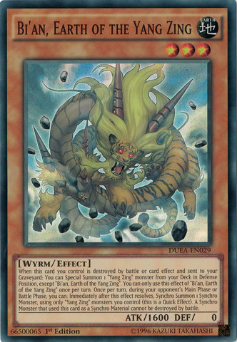 Bi'an, Earth of the Yang Zing [DUEA-EN029] Super Rare | Card Merchant Takapuna