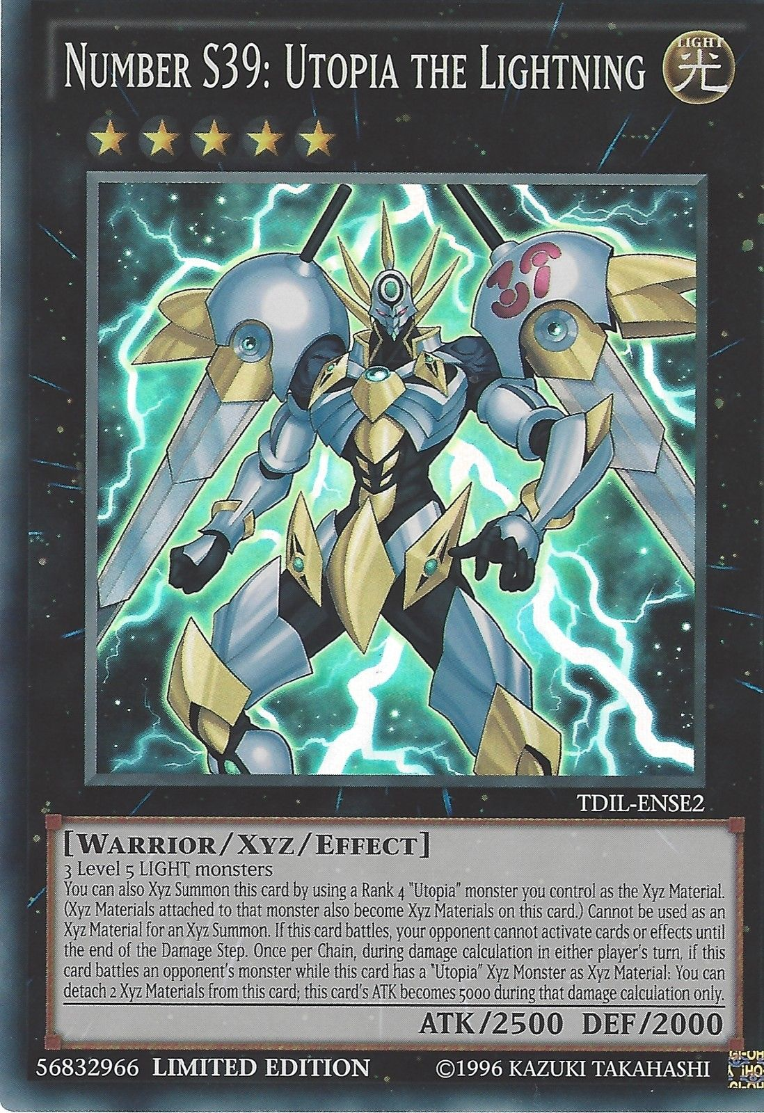 Number S39: Utopia the Lightning [TDIL-ENSE2] Super Rare | Card Merchant Takapuna