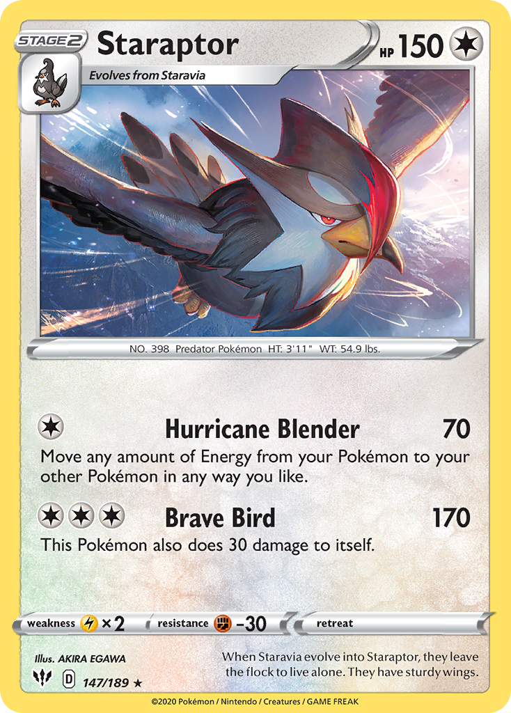 Staraptor (147/189) [Sword & Shield: Darkness Ablaze] | Card Merchant Takapuna